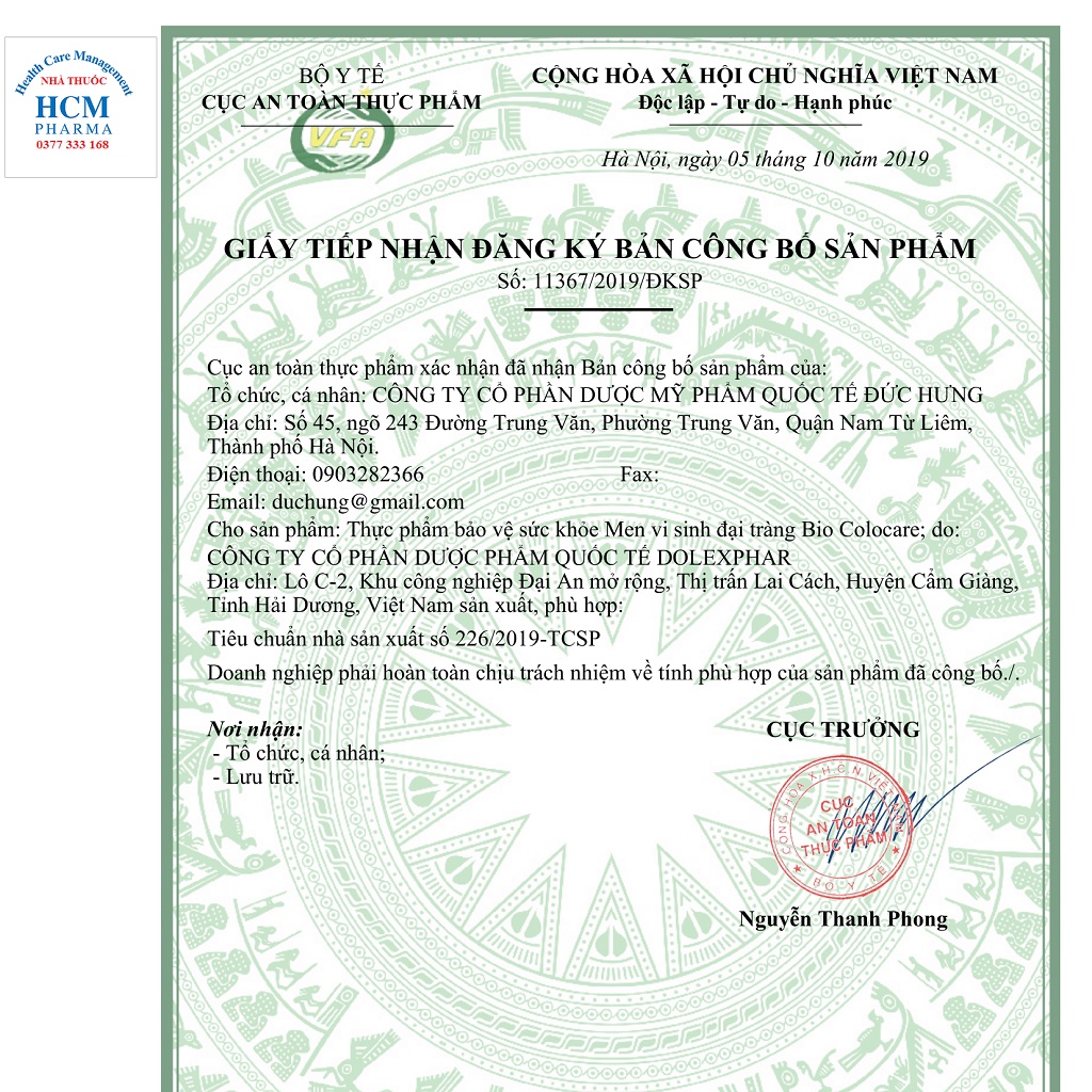 Men vi sinh đại tràng tăng sức đề kháng probiotic BIO COLOCARE bào tử lợi khuẩn giảm đầy hơi tiêu chảy chướng bụng 20v