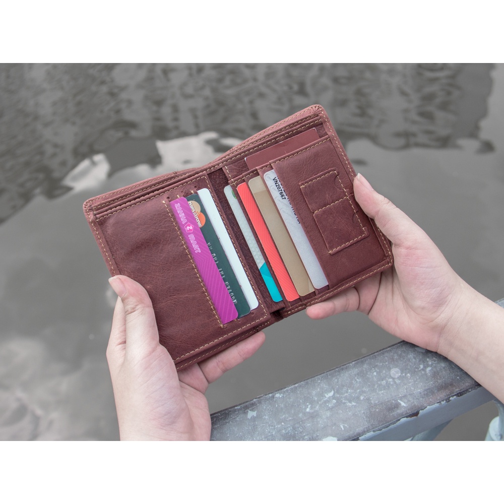 Ví da đứng Laffy Handcrafted Wallet HAVIAS Đỏ