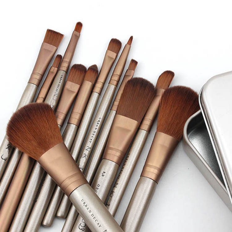 Bộ 12 Cọ Trang Điểm GDTIMA Chất Lượng Cao Kèm Hộp Đựng Bằng Thiếc Độc Đáo