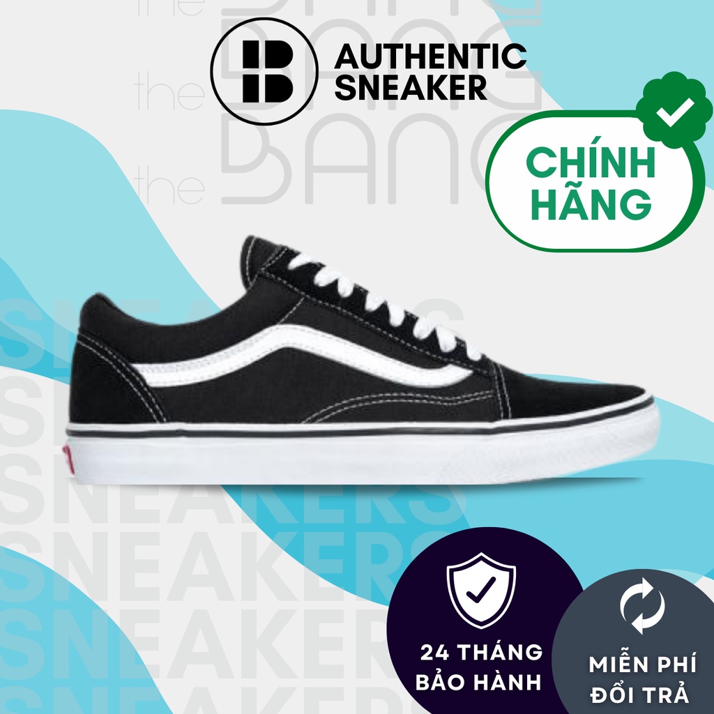 Giày Vans OLD SKOOL Basic cho nam nữ, Đen Trắng Cổ Điển, Van Đen, Vans REAL fullbox, The Bang Sneaker