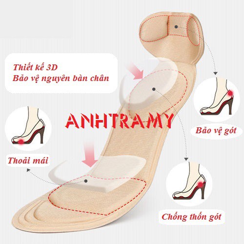 MỘT ĐÔI lót giày giảm size cho giày bị rộng cao cấp, vải êm chân và thoáng khí – PK10