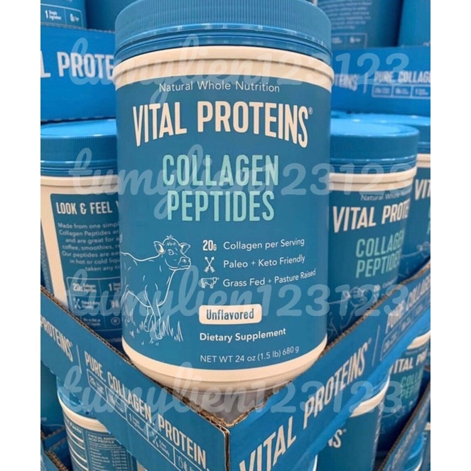Bột collagen Vital Proteins Collagen Peptides Unflavored của Mỹ hộp 680g