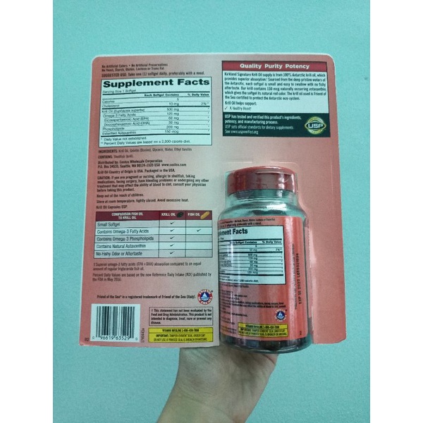 Dầu nhuyễn thể Kirkland Krill Oil 500mg 160 viên của Mỹ