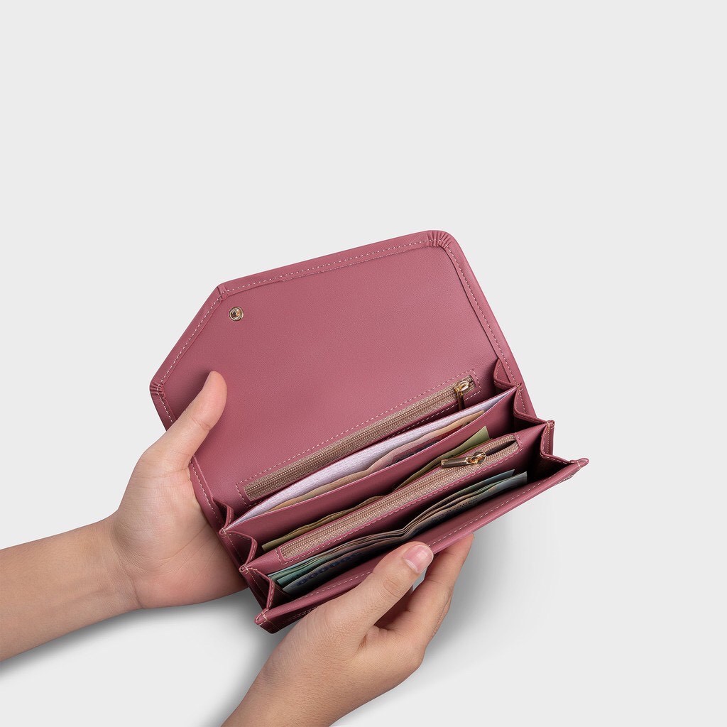 Ví nữ thời trang YV25 thiết kế nắp lệch cách điệu tone màu nổi bật đường may tinh tế gam màu trẻ trung năng động