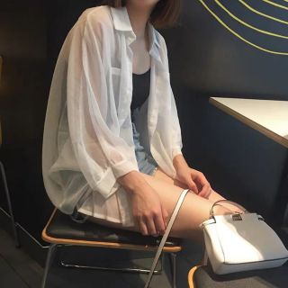 Sẳn❤Khoác sơ mi voan lụa mỏng phối ngoài Ulzzang Hàn Quốc