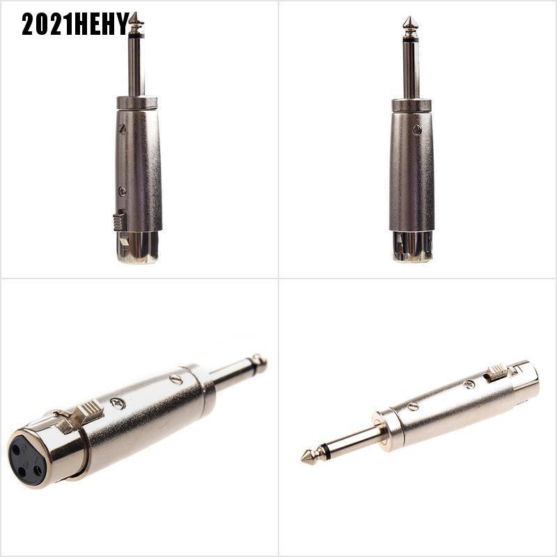 [2021HE] Silver-colored 3 Pin XLR Female To 1/4" 6.35mm Male Mono Jack Lead Adapter AD #HY