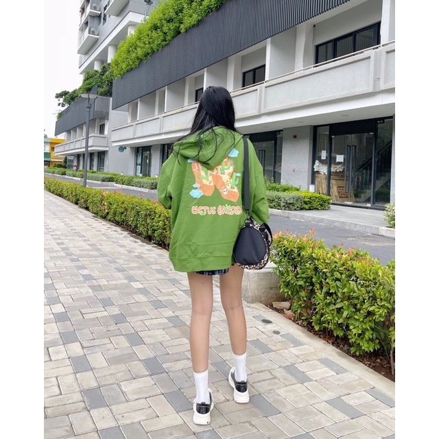 HOODIE ZIP CACTUS GARDEN MÀU XANH LÁ | BigBuy360 - bigbuy360.vn