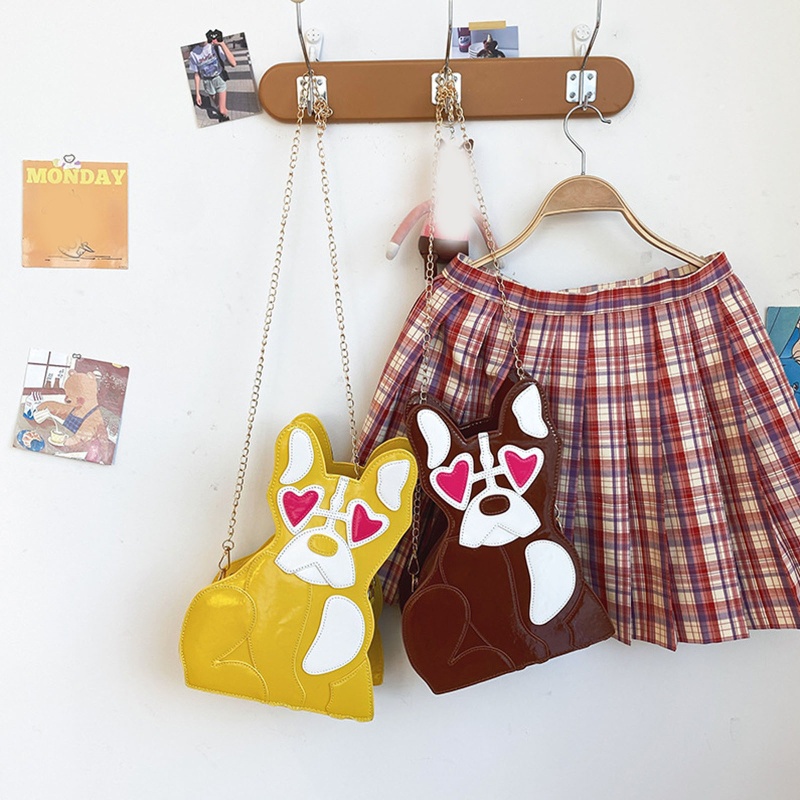 Túi Tote Đeo Chéo Vai Bằng Da PU In Hình Chó Con Dễ Thương Dành Cho Bạn Nữ