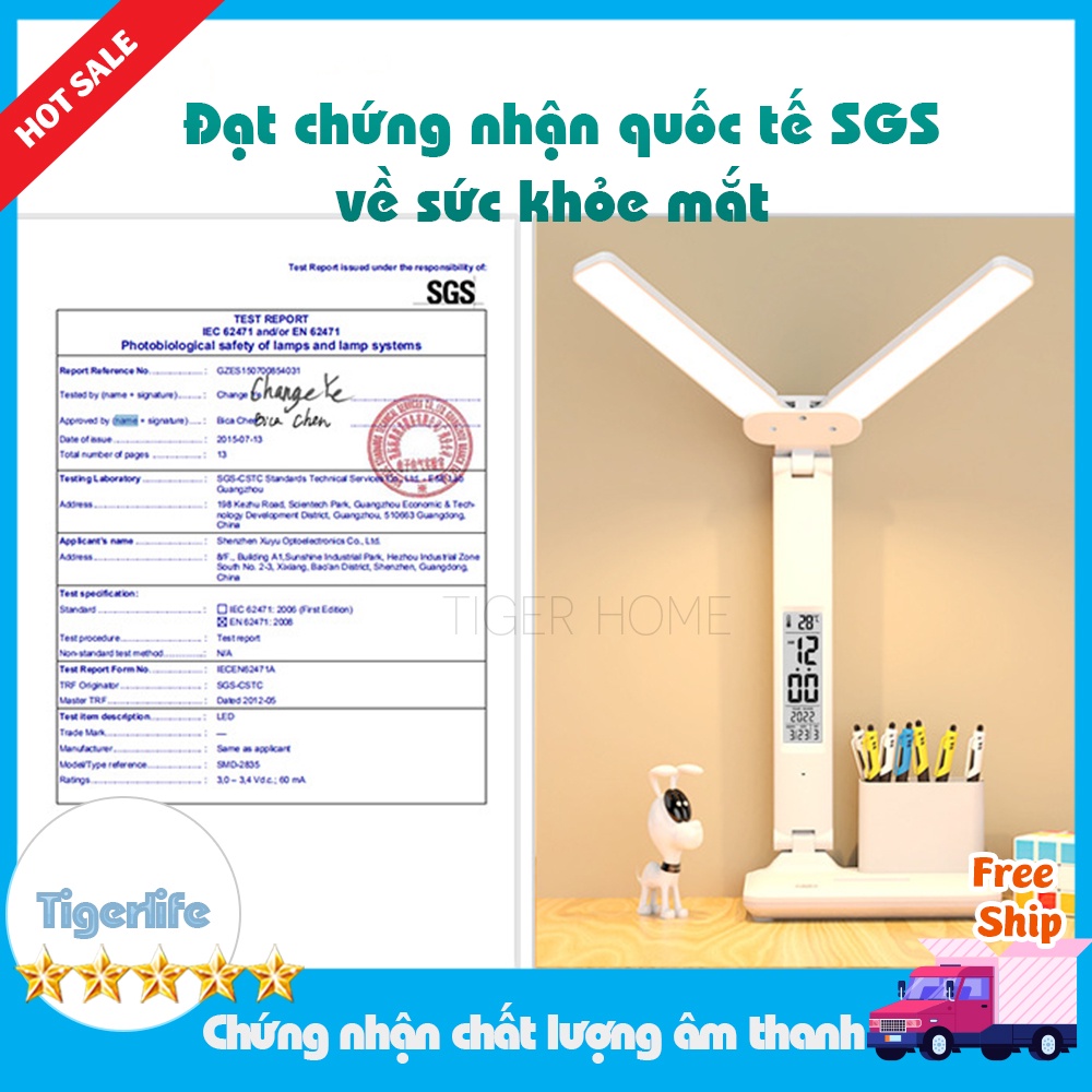 Đèn học tích điện, Đèn bàn học chống cận tích hợp màn hình LCD -  Pin 3200Mh bảo vệ thị lực an toàn