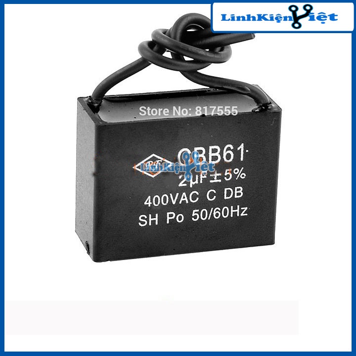 Tụ 2uF 400VAC - Tụ Quạt Bàn - Tụ Quạt Treo Tường