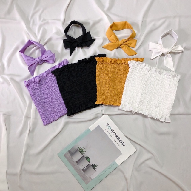 Áo ống nhún mặc được 3 kiểu , áo ống trơn, áo ống cột nơ đeo cổ, áo cột nơ ngay ngực | BigBuy360 - bigbuy360.vn