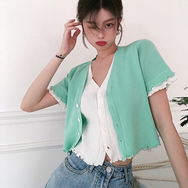 Áo croptop len 2 lớp Ulzang