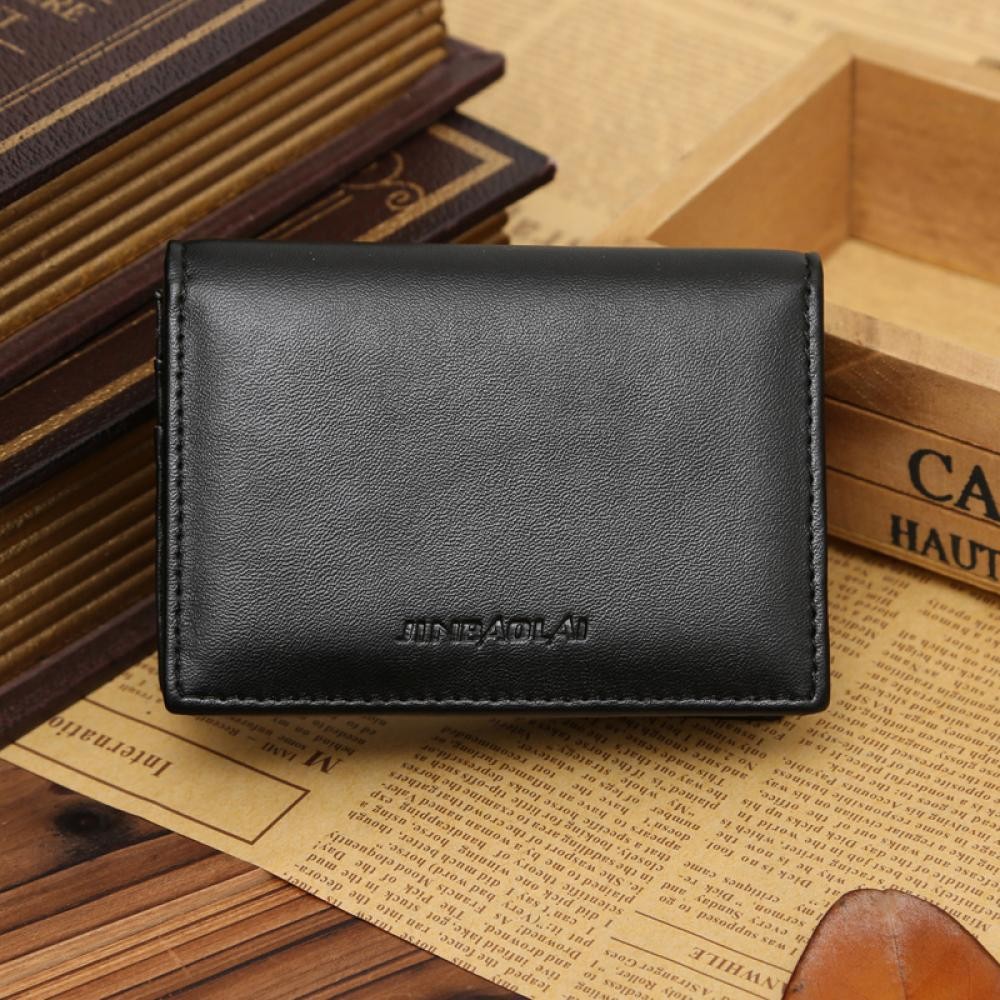 Black Bifold Men &Apos;S Genuine Leather Wallet Money Clip Purse 0đ