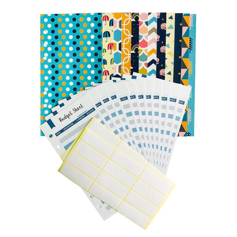 Sổ chi tiêu cá nhân kiêm ví đựng tiền mặt có 12 ngăn màu xanh dương hỗ trợ tiết kiệm tiền và chi phí