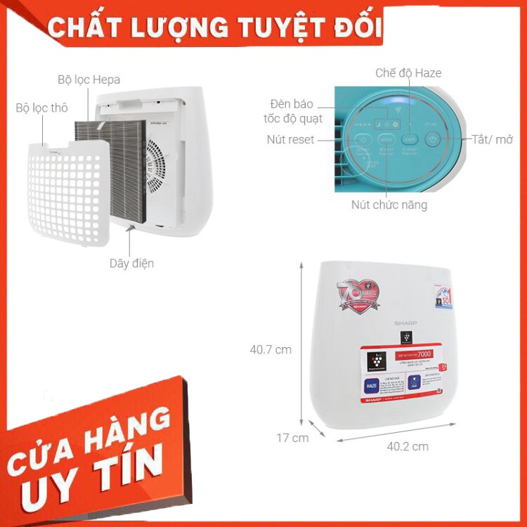 [Giá KM] Máy Lọc Không Khí Sharp FP-J30E plasma diệt khuẩn , khử mùi - Bảo hành chính hãng 12 tháng - hàng chất lượng, g