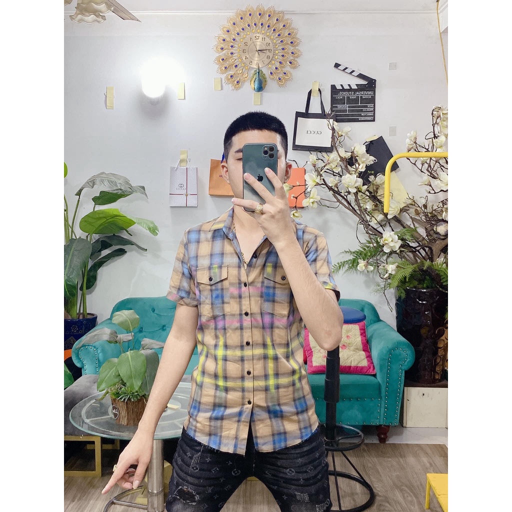 [𝑨̉𝒏𝒉 𝑻𝒉𝒂̣̂𝒕] Áo Sơ Mi Cộc Tay Kẻ Caro Loang Màu Phối Đồ Cực Đỉnh - Sơ Mi Nam BBR Hot Trend - Mr. ĐAN Store | BigBuy360 - bigbuy360.vn