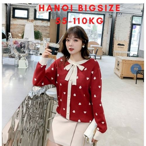 Áo len form rộng cổ nơ cho nữ 65-100kg | BigBuy360 - bigbuy360.vn