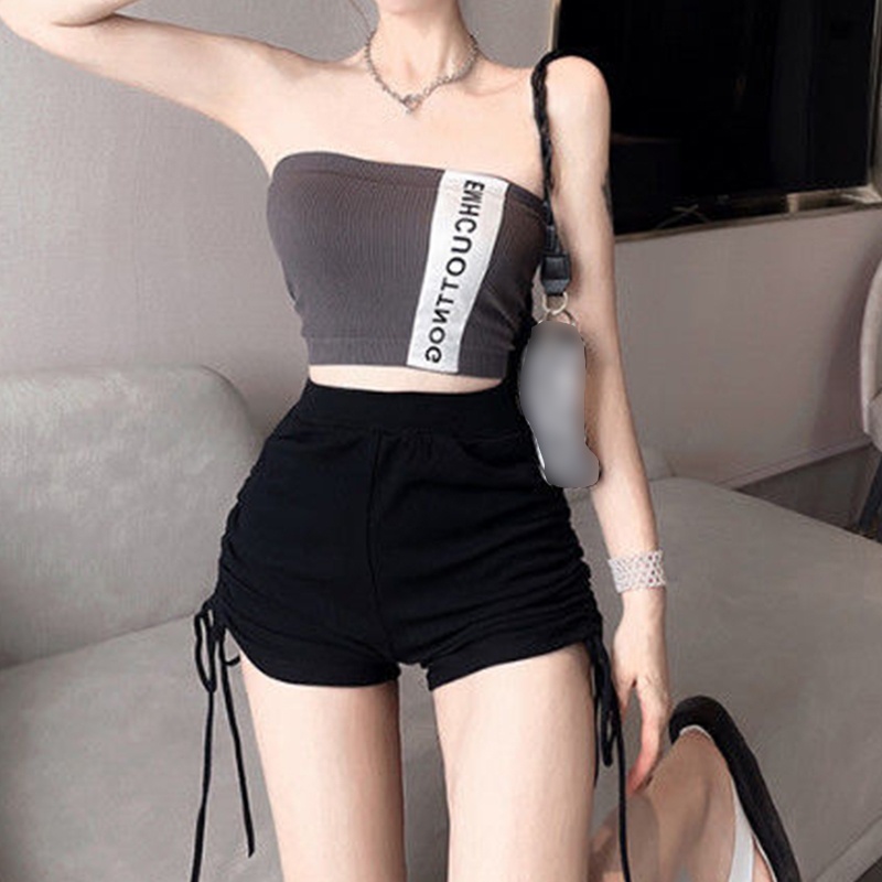 Quần Short Thể Thao Lưng Cao Co Giãn Cột Dây Bên Hông Thời Trang Mùa Hè Cho Nữ