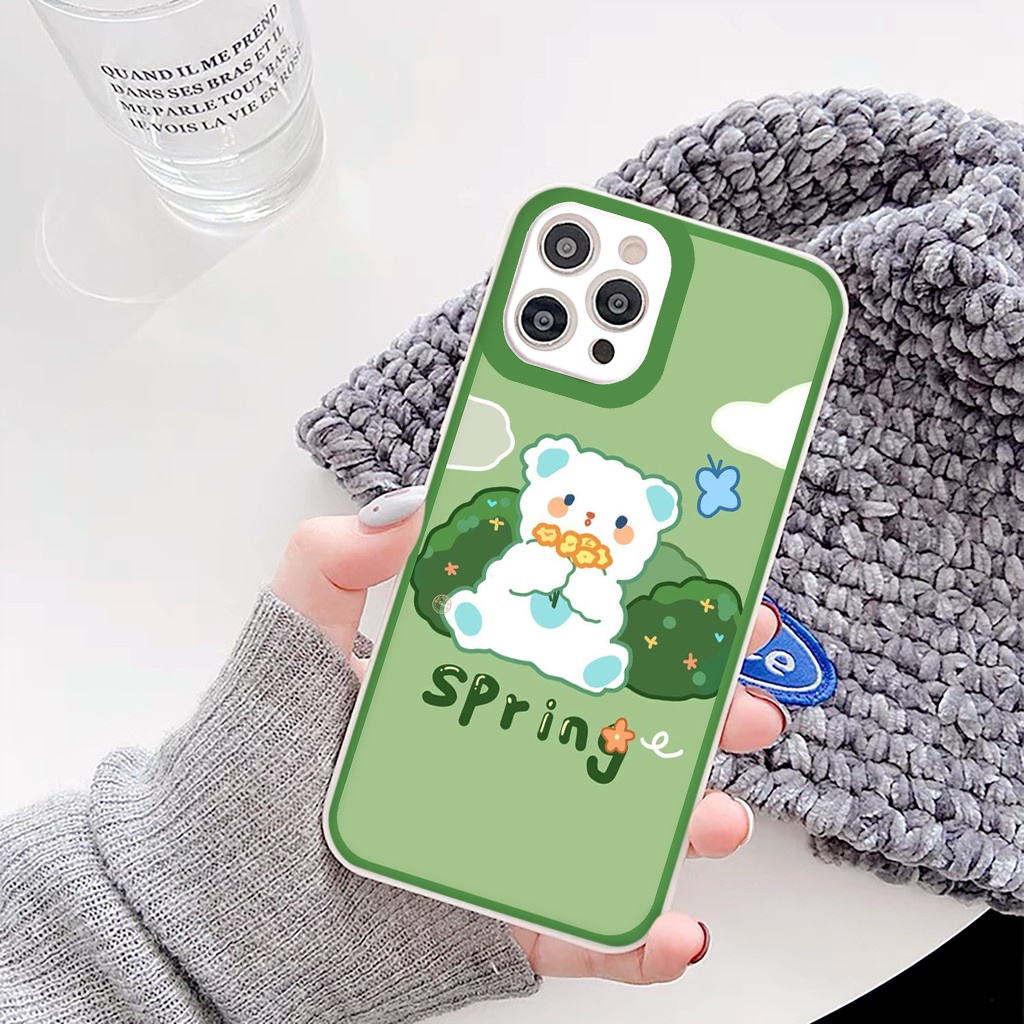 Ốp iphone - Ốp lưng iphone cạnh vuông Gấu Spring dành cho ip 6 đến 14promax - ng261