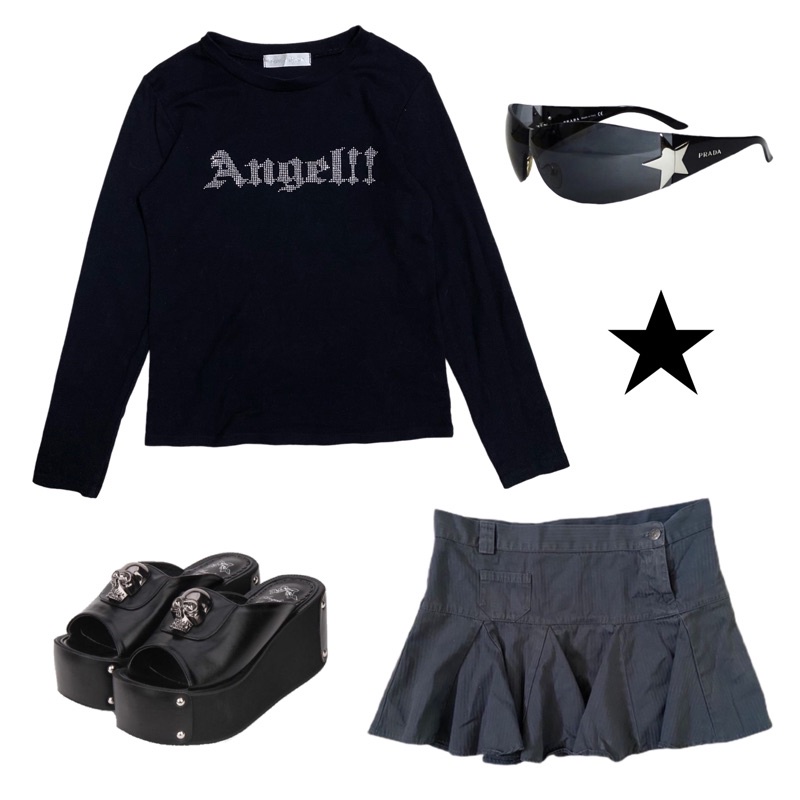 | 2hand | Áo tay dài Y2K punk rock emo grunge indie vintage thu đông