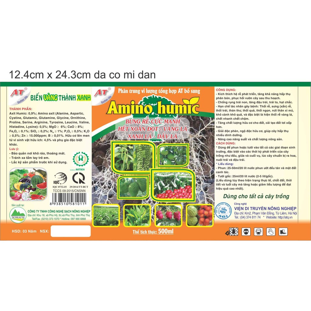 chế phẩm sinh học AMINO HUMIC- BUNG RỄ MẠNH, HẾT VÀNG LÁ