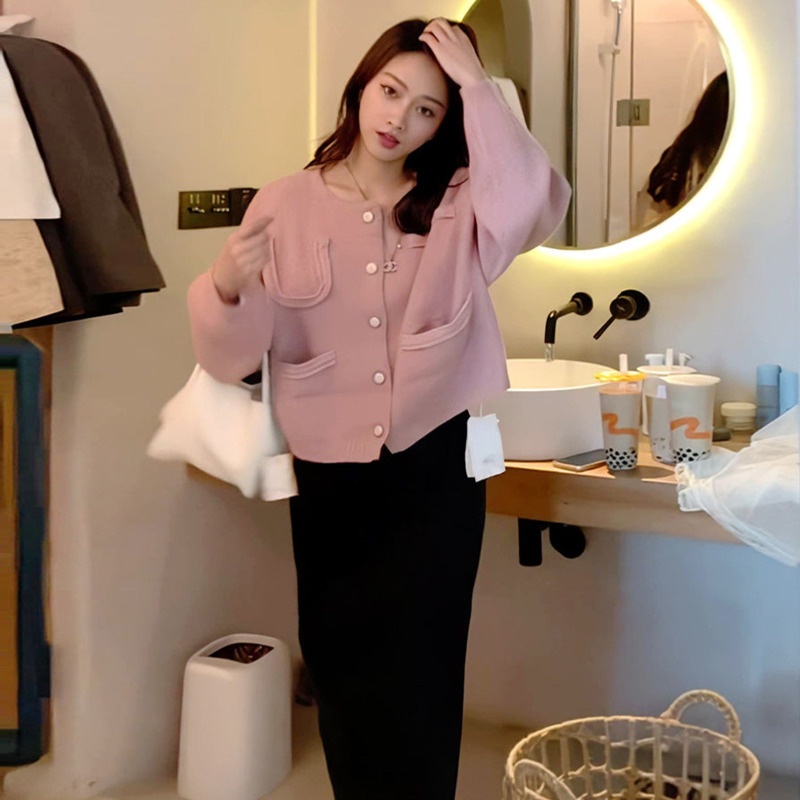 Áo Khoác cardigan Dệt Kim Dáng Rộng Phong Cách Hàn Quốc Thời Trang Thu Đông Cho Nữ