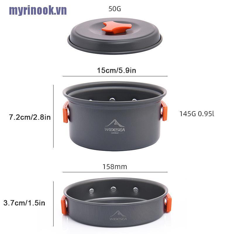 <rinook>Camping Tableware Outdoor Cookware Set Pots Tourist Equipment Utensils Hiking