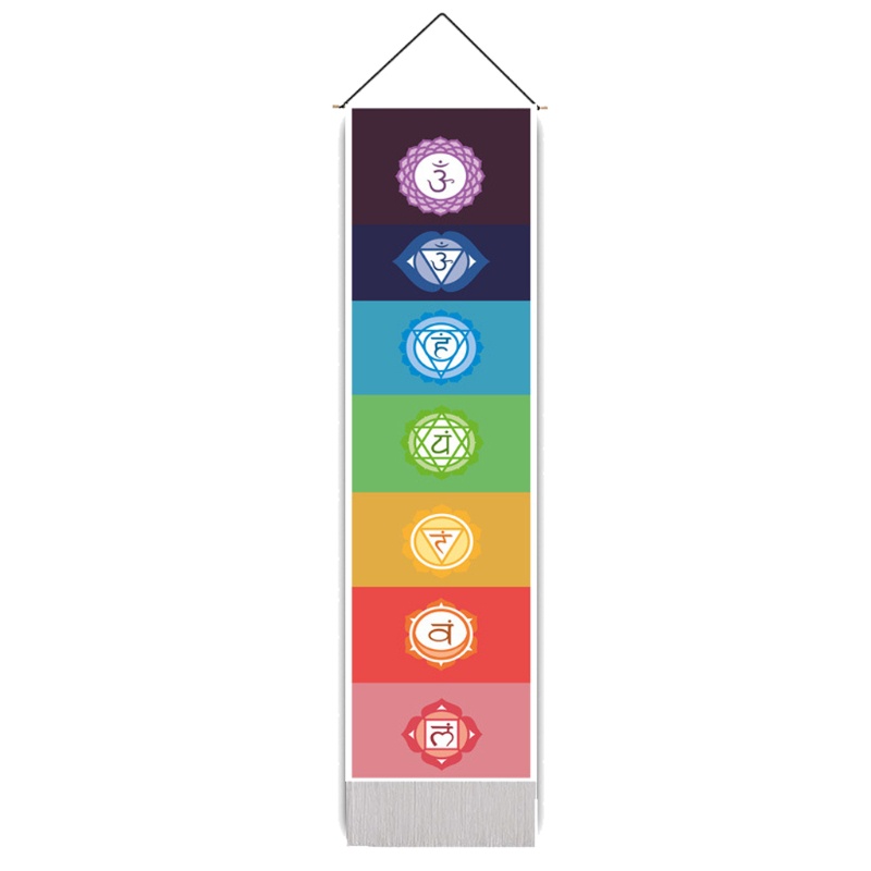 Tranh Vải Treo Tường Trang Trí Họa Tiết Mandala 7 Luân Xa
