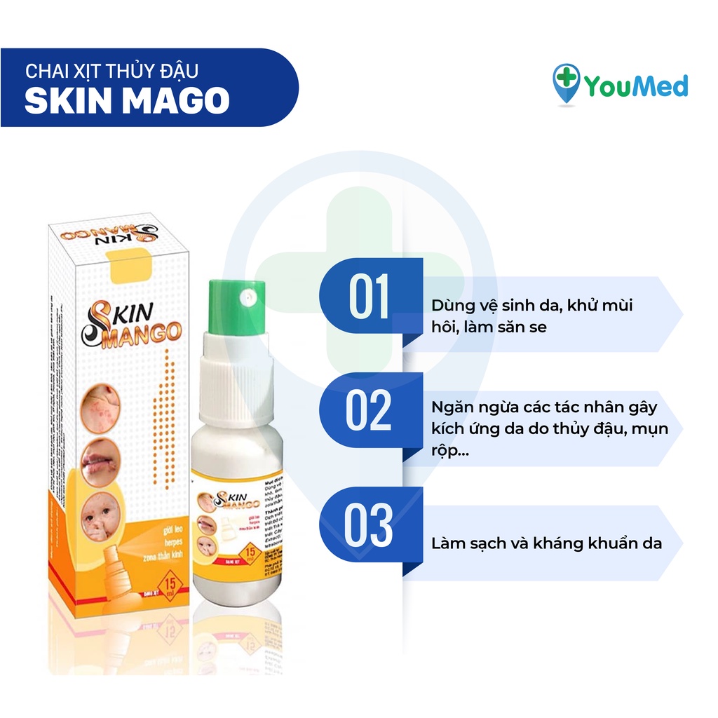 SKIN MANGO - Chai xịt thủy đậu, giời leo, herpes, zona thần kinh ...