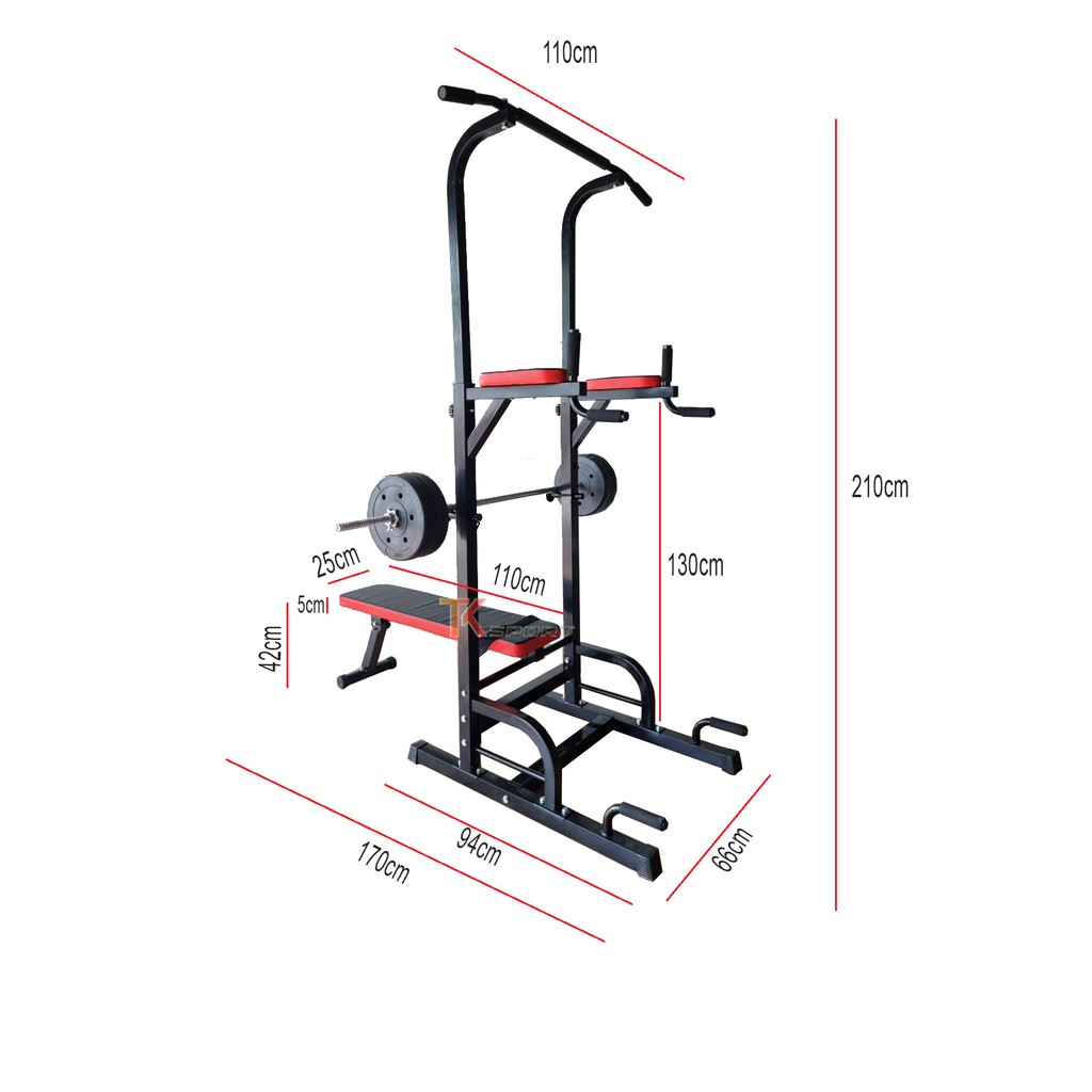 Giàn tạ, ghế tập tạ đa năng có xà đơn, xà kép TK001 (chưa bao gồm bánh tạ và đòn tạ) - 1 đổi 1 trong 7 ngày