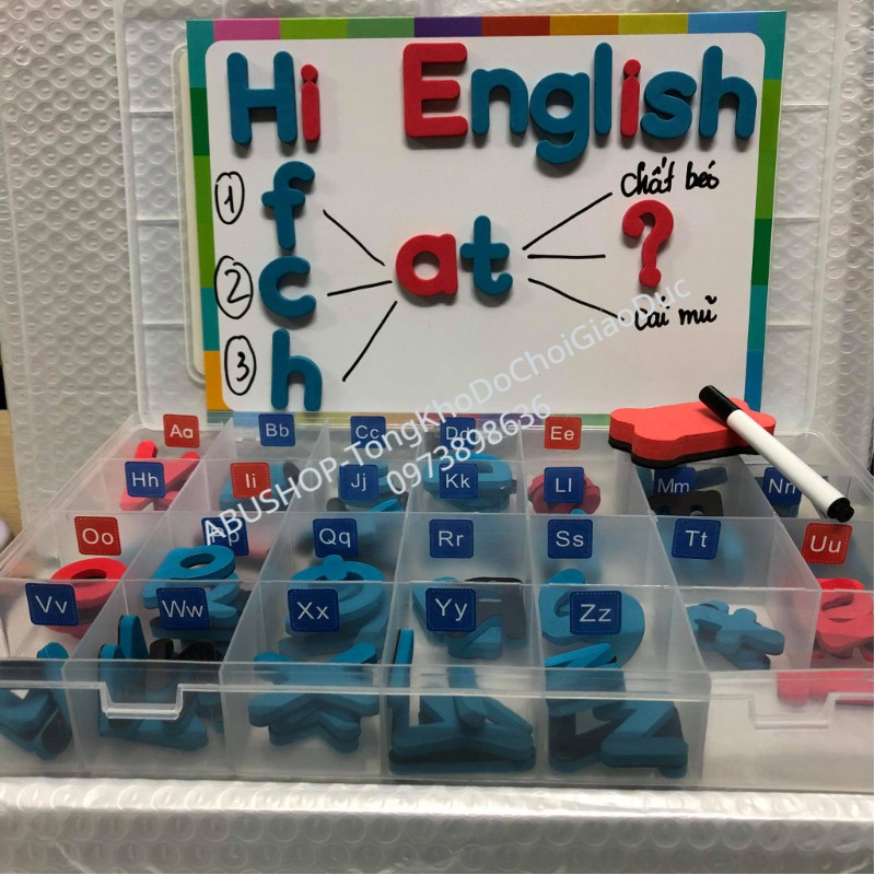 Bộ học chữ cái có nam châm, FULL dán tủ cao cấp bọc bạc