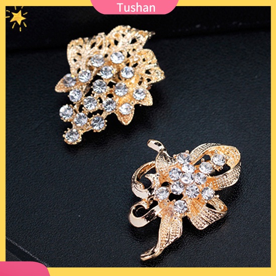 Set 12 Ghim Cài Áo Hình Bông Hoa / Bươm Bướm Đính Đá Thời Trang