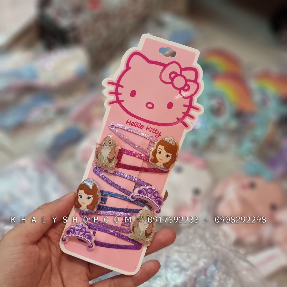 Set 5 kẹp tóc hình công chúa Sofia nhiều màu kim tuyến siêu xinh cho trẻ em bé gái - 30P9N5KSFF