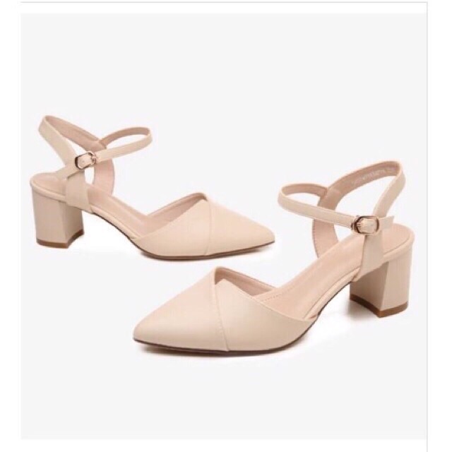 Giày sandal bít mũi gót vuông công sở 5p