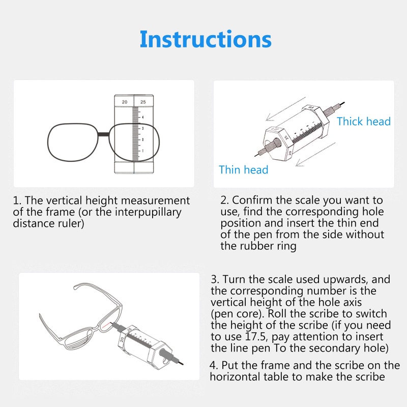 Pcf * Mắt Kính Cạo Ngang Có Lớp Lót Song Song Đánh Dấu Chiều Cao Cho Học Sinh