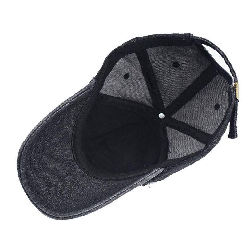 Mũ Lưỡi Trai Denim Rách Lỗ Thoáng Khí Phong Cách Vintage Cho Nam Nữ