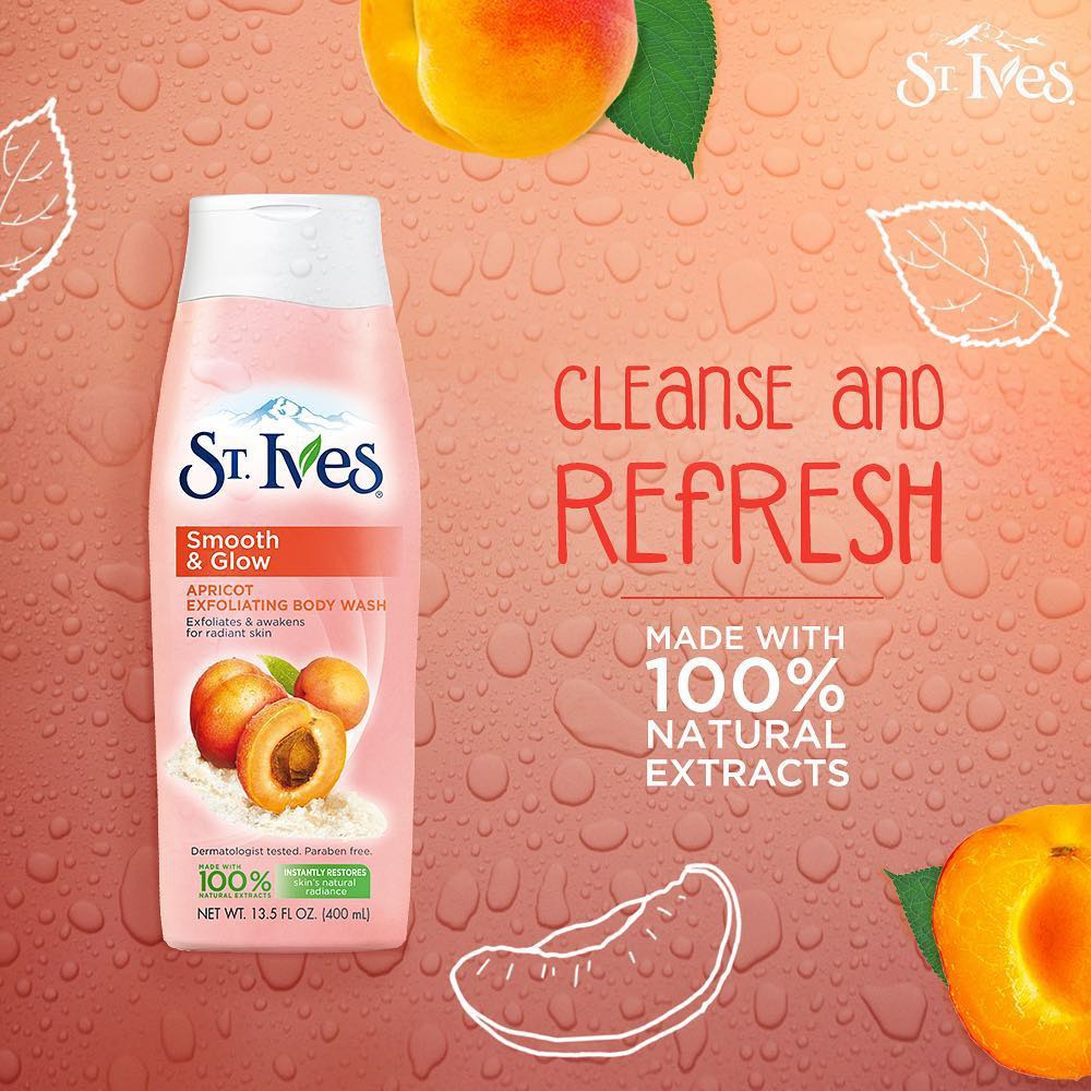 Sữa tắm mịn da hương mơ St.Ives Smoothing Apricot Body wash 400ml (Mỹ)