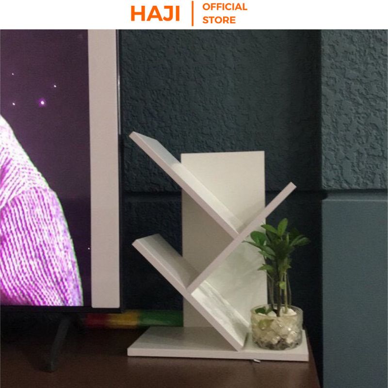 Kệ sách gỗ mini để bàn hình cây tạo điểm nhấn HAJI A113