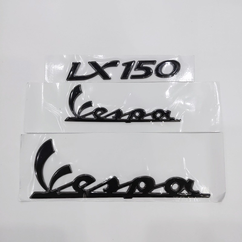 Bộ tem nổi dán xe chữ Vespa LX 150 màu trắng &amp; màu đen