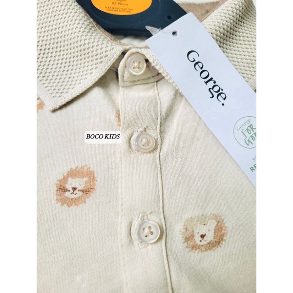 Áo polo họa tiết sư tử cho bé trai hãng George