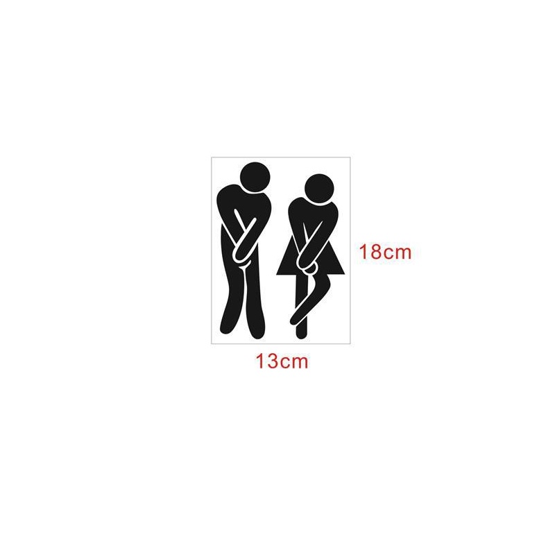 Miếng dán tường/cửa nhà vệ sinh hình người đàn ông nhỏ màu đen