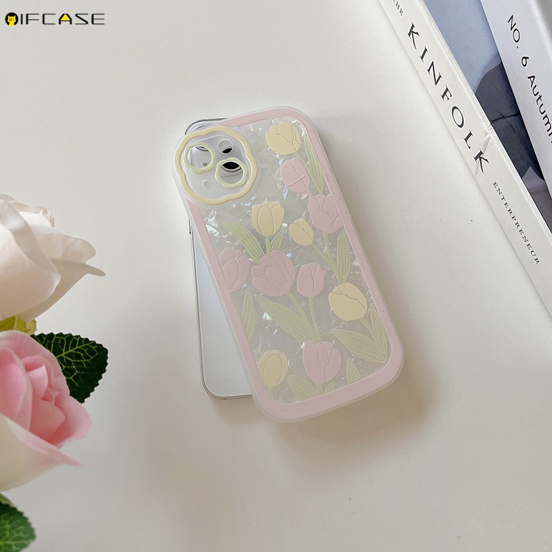 Ốp Điện Thoại TPU Mềm Trong Suốt Họa Tiết Hoa Tulip Cho iPhone 13 12 12 11 Pro Max XS Max XR X