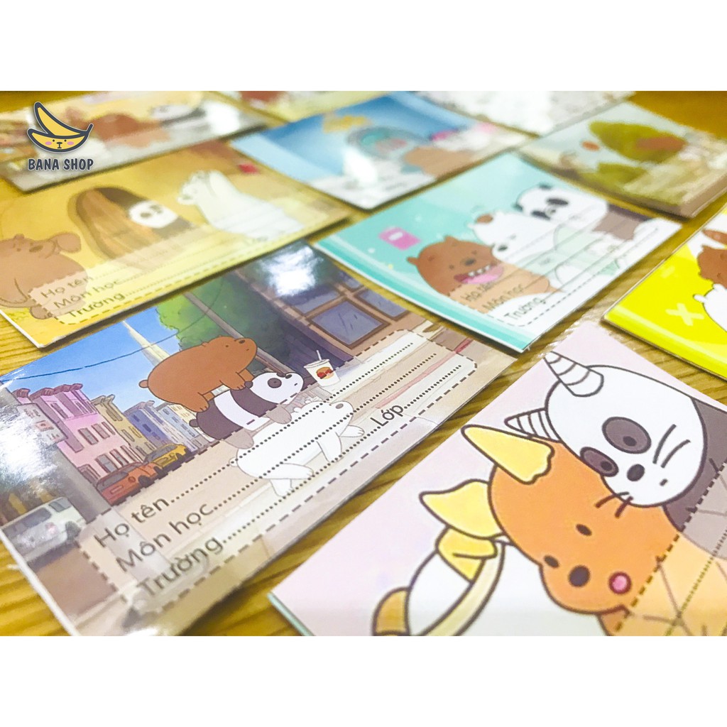 Set 16 nhãn vở anh em Bare Bear Chúng tôi đơn giản là gấu siêu cute