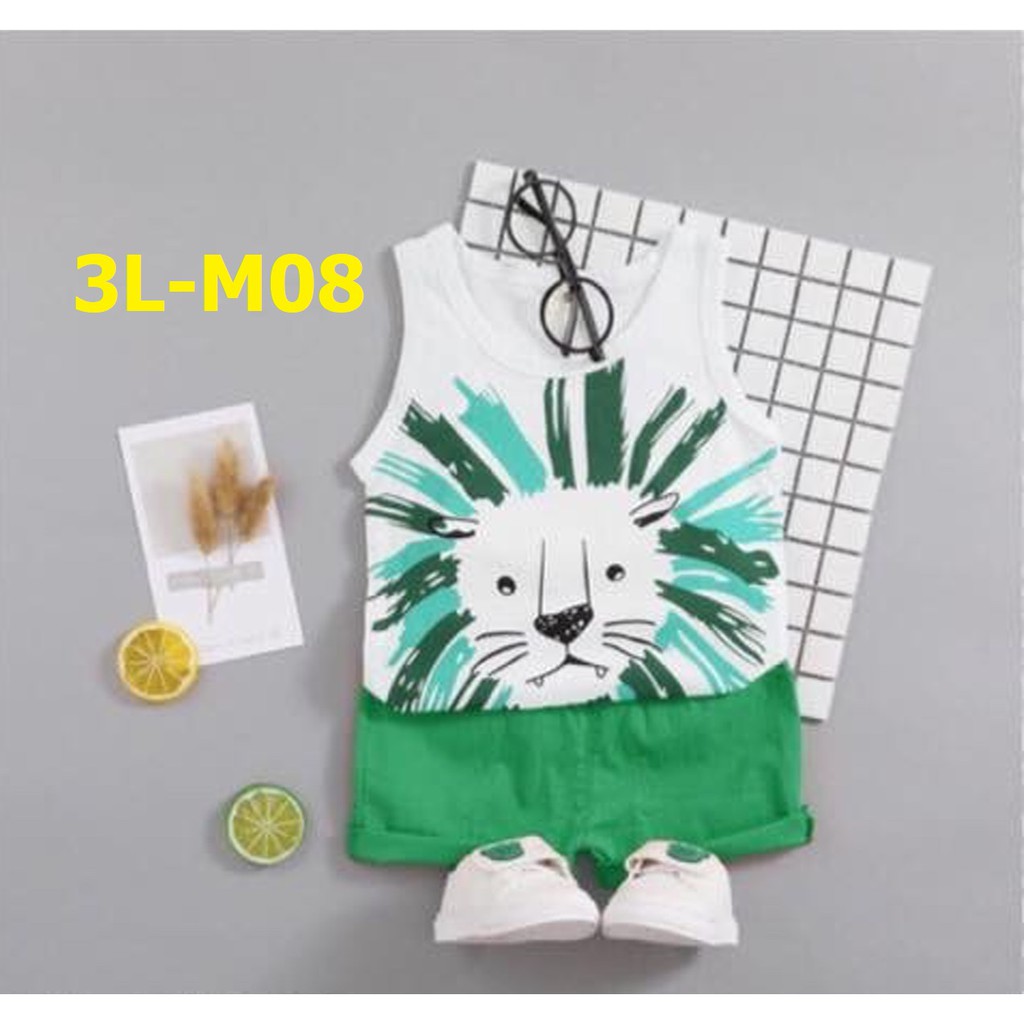 [Mã BITBITSHOP Giảm 10k] Set quần áo ba lỗ cho bé trai bé gái chất cotton hình ngộ nghĩnh