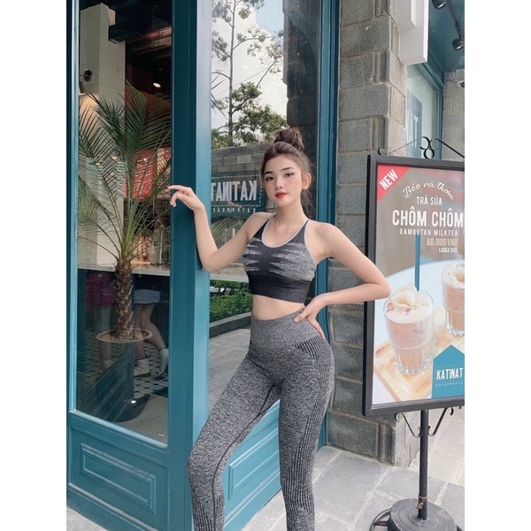 BỘ TẬP GYM YOGA NỮ - SET BRA LOANG THUN DỆT CAO CẤP