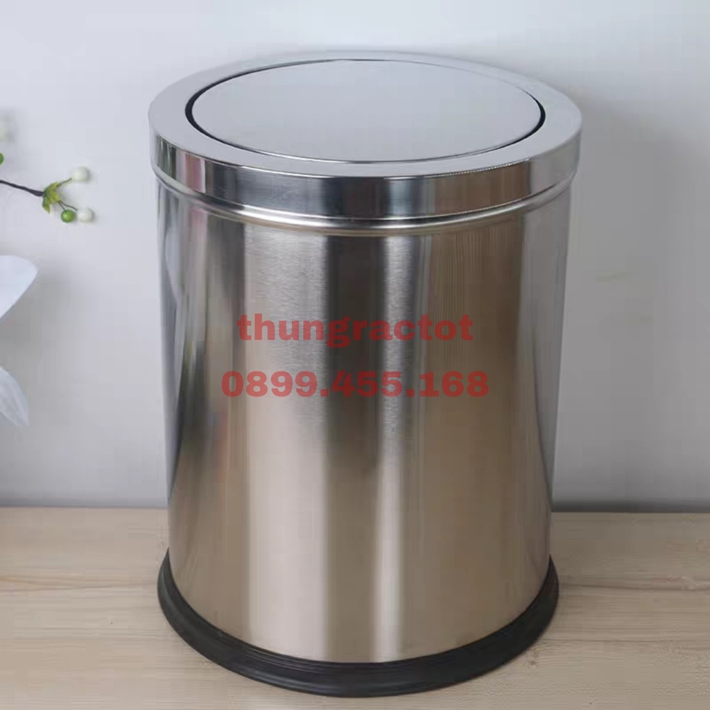 Thùng rác inox nắp lật tròn, thùng rác inox nắp lật xoay nhỏ