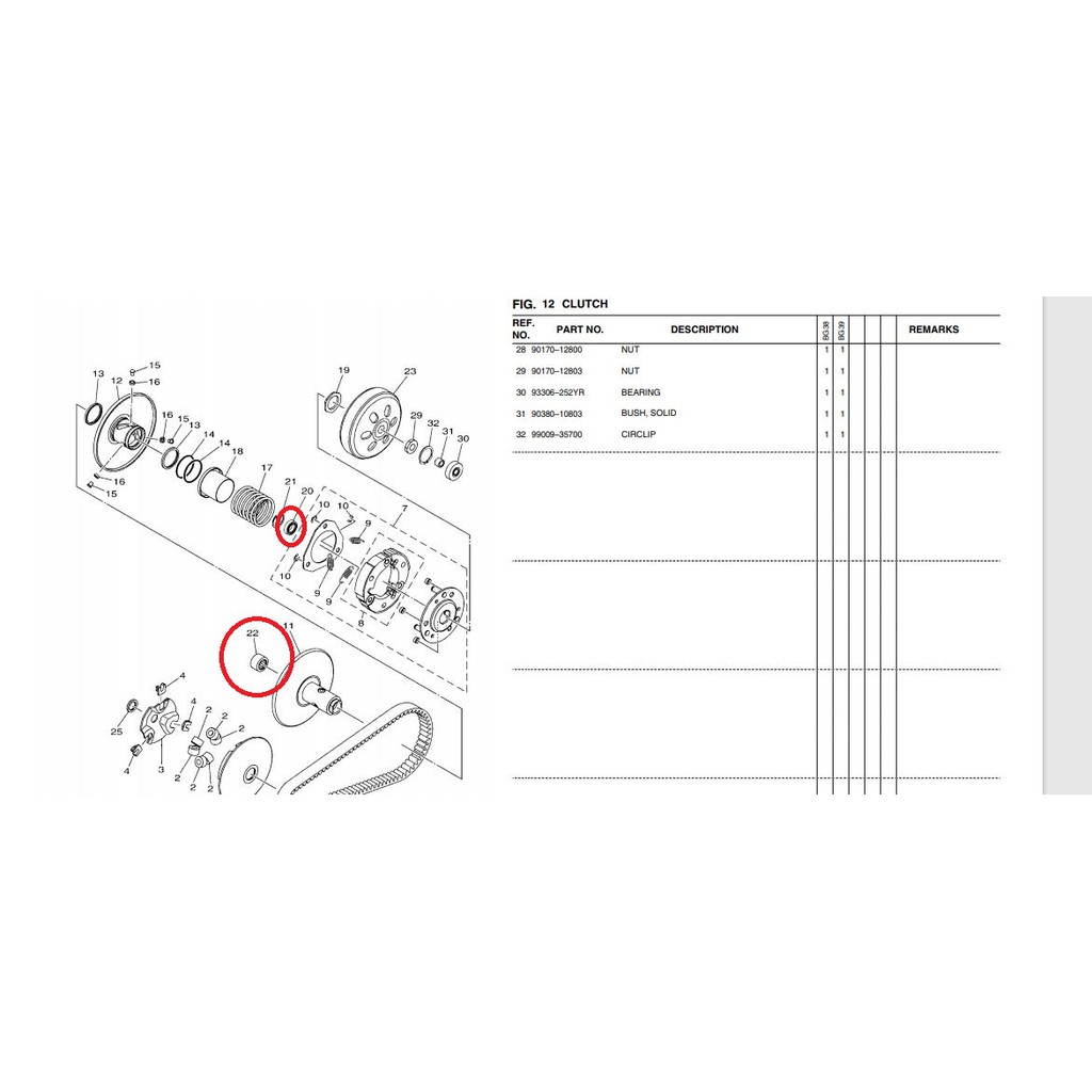 Bạc đạn pully tròn và pully đũa dành cho Yamaha NVX 155 2020 , Mio M3 2020