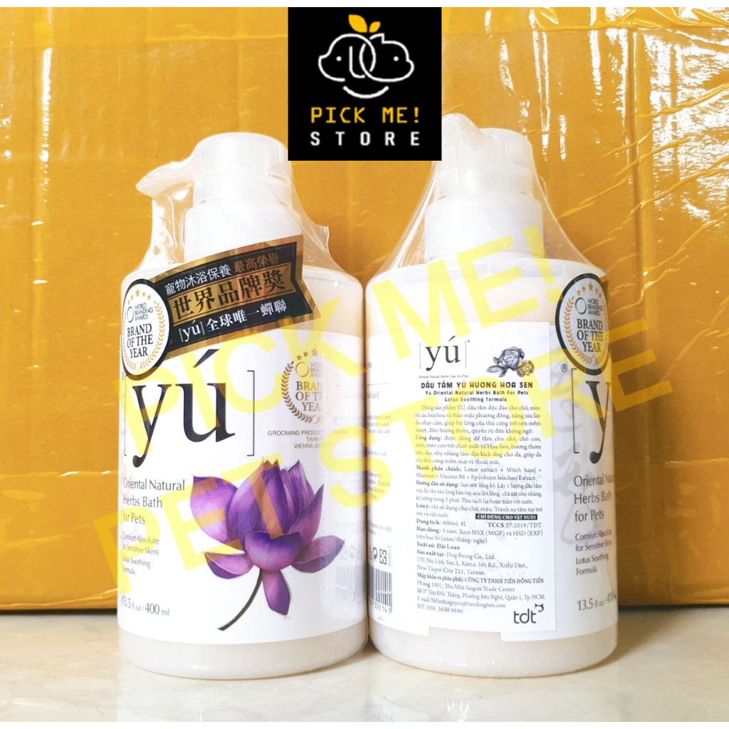[400ml] Sữa Tắm YU, YÚ Cho Chó Mèo - Hương Nước Hoa Cao Cấp, Thơm Lâu, Ngát Hương Hoa