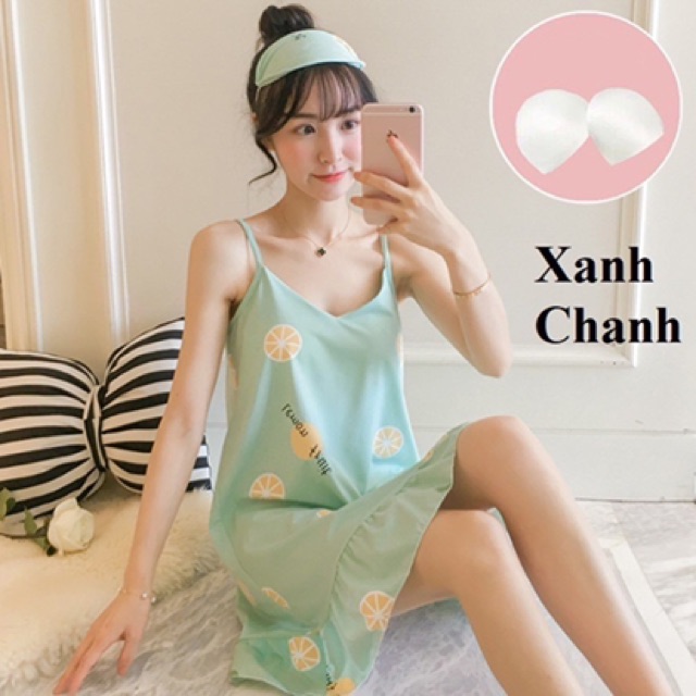 Váy ngủ 2 dây có đệm ngực ( tặng kèm bịt mắt) | BigBuy360 - bigbuy360.vn