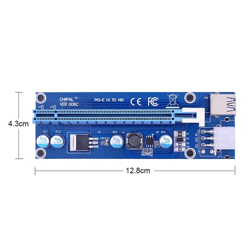 Thẻ nâng cấp PCI-E 006c 1X sang 16x30cm USB 3.0 SATA sang 6Pin | BigBuy360 - bigbuy360.vn